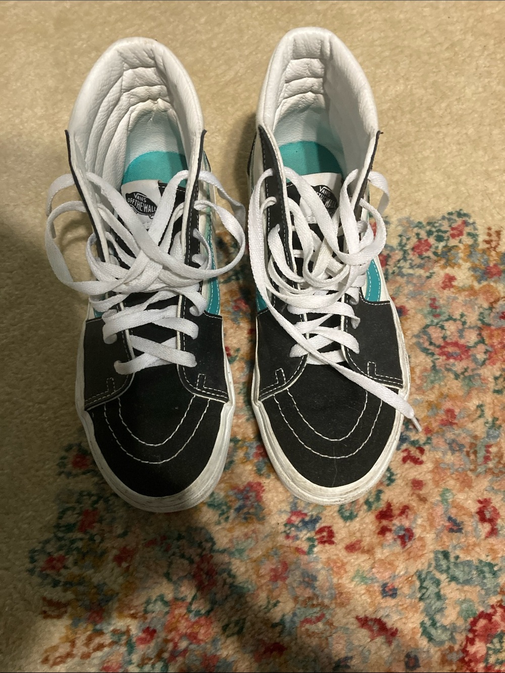 Vans Kids Black & Teal High-Top Skate Shoes